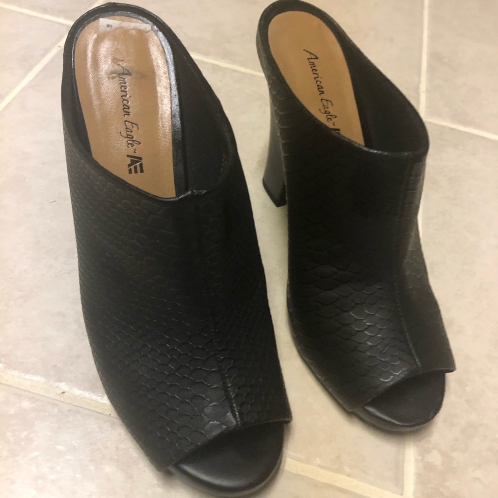 Black Snakeskin Mule Clog